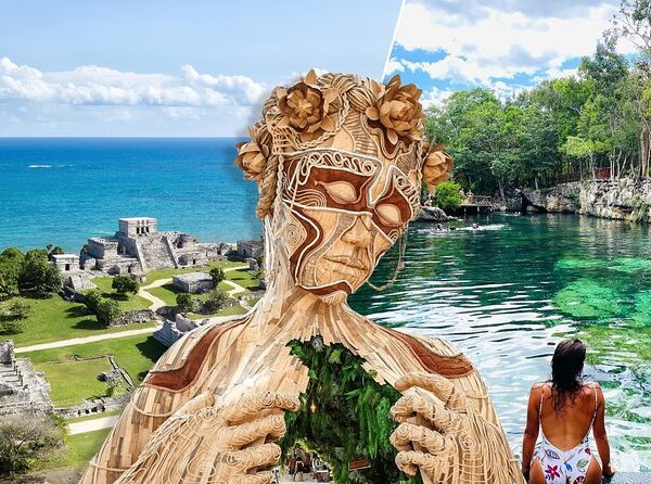 Tulum Coba cenote ,  Cenote Tortuga and playa del Carmen plus Mother Nature Sculpture